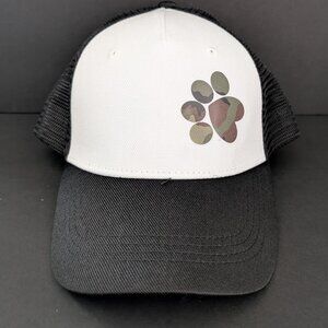 LARGE CAMO PAW TRUCKER'S HAT